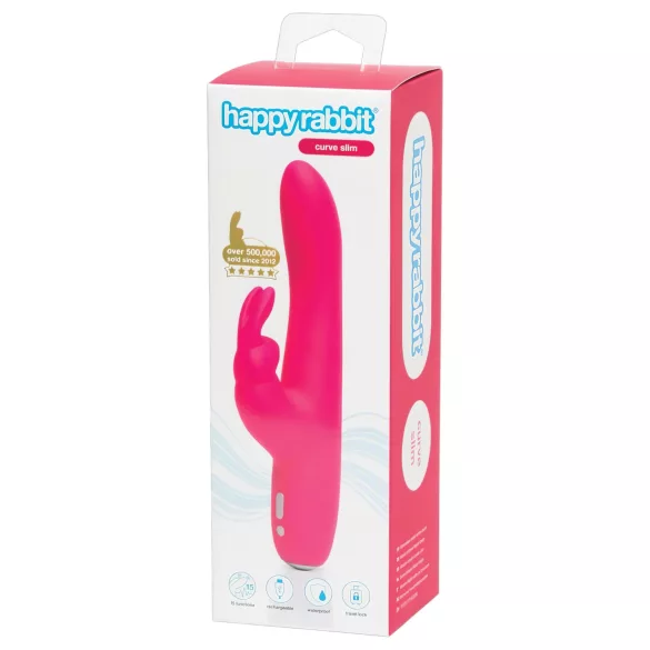 Happyrabbit Curve Slim - vandeniui atsparus vibratorius su klitorio stimuliacija