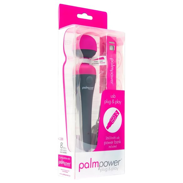 PalmPower Wand - masažuoklis su powerbank'u (rožinis-pilkas)