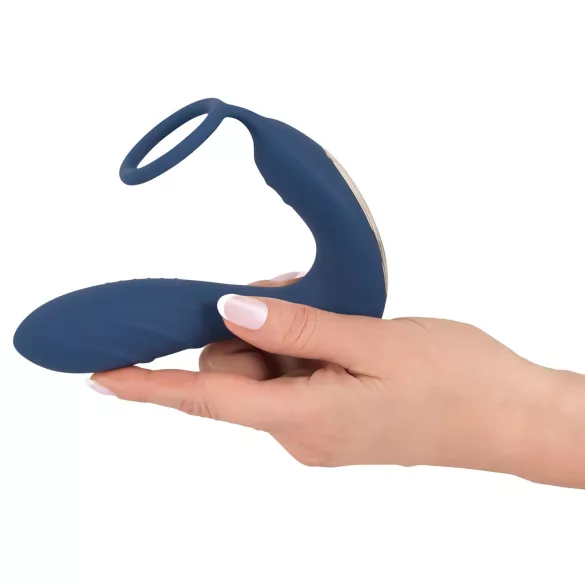 You2Toys - prostatos vibratorius su analiniu kaiščiu ir penio žiedu - mėlynas