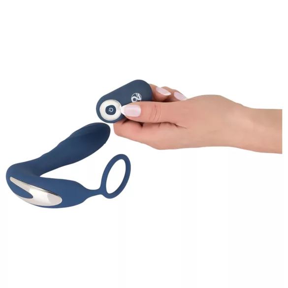 You2Toys - prostatos vibratorius su analiniu kaiščiu ir penio žiedu - mėlynas