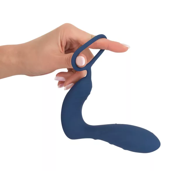 You2Toys - prostatos vibratorius su analiniu kaiščiu ir penio žiedu - mėlynas
