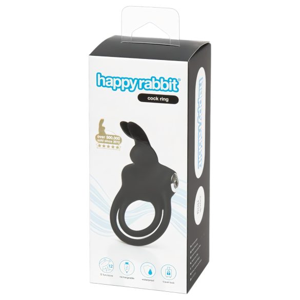 Happyrabbit Cock - vandeniui atsparus akumuliatorinis penio ir sėklidžių žiedas (juodas)
