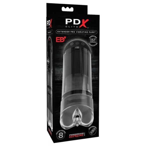 PDX Elite Extender Pro - masturbatorius vyrams - siurbimo, vibruojantis - juodas