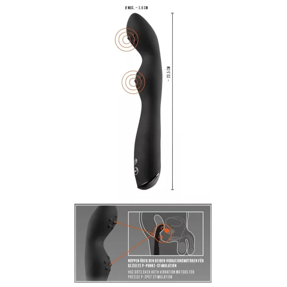 Rebel P-Spot - prostatos vibratorius su 2 varikliais - juodas