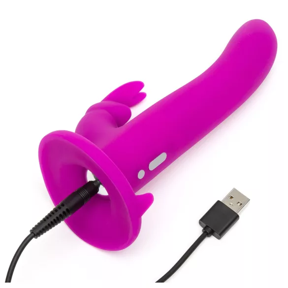 Happyrabbit - prisegamas dildo su vibracija - zuikutis - violetinis