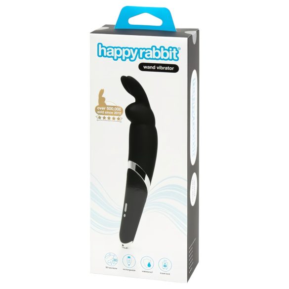 Happyrabbit Wand - Įkraunamas masažinis vibratorius (juodas)