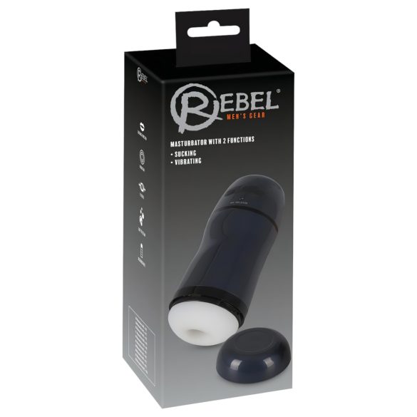Rebel - 2in1 čiulpiantis, vibruojantis masturbatorius (juodas)