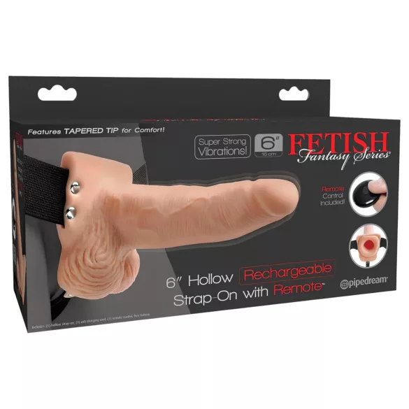 Pipedream - Fetish Strap-On 6 - prisegamas, tuščiaviduris vibratorius (natūralios spalvos)