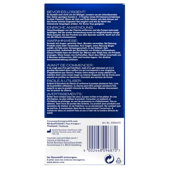 Durex Intense Orgasmic - klitorinis stimuliuojamasis gelis (10 ml)