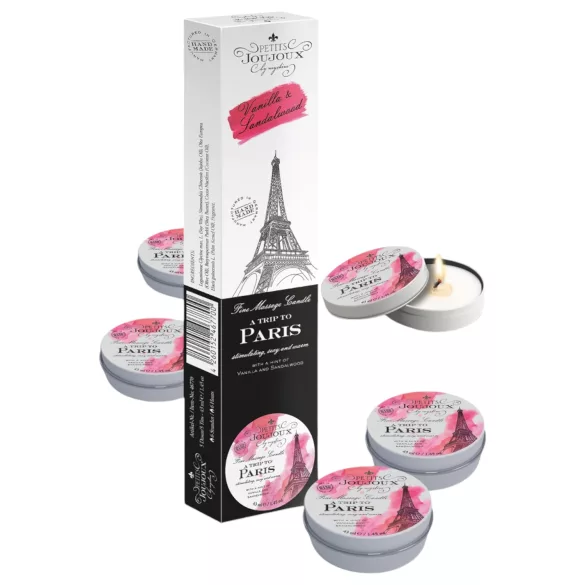 Petits Joujoux Paris - masažo žvakė - vanilė, sandalmedis - 5x43ml