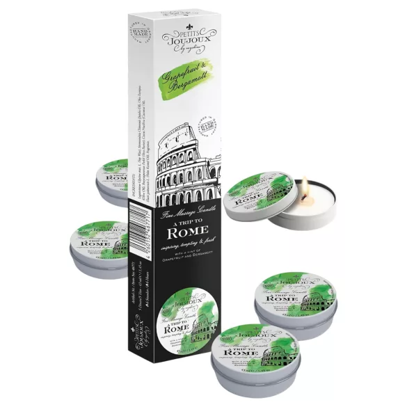 Petits Joujoux - masažinė žvakė - greipfrutų ir bergamočių - 5x43ml