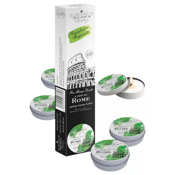 Petits Joujoux - masažinė žvakė - greipfrutų ir bergamočių - 5x43ml