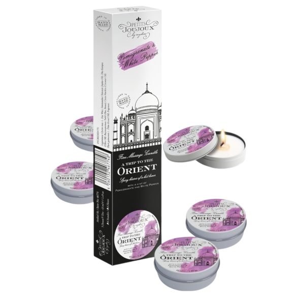 Petits Joujoux masažinė žvakė - granatas ir baltasis pipiras (5x43ml)