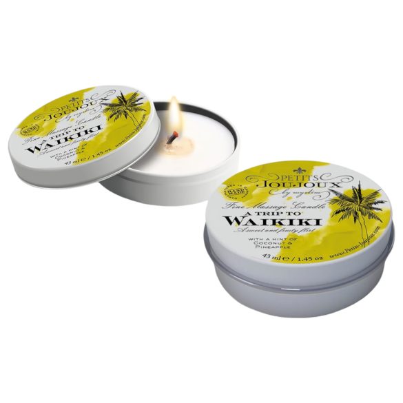 Petits Joujoux Waikiki - masažo žvakė - kokosai ir ananasai (43 ml)