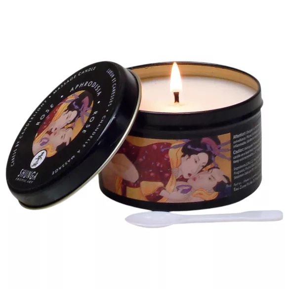 Shunga - masažo žvakė - afrodiziakas - rožių kvapas - 170 ml