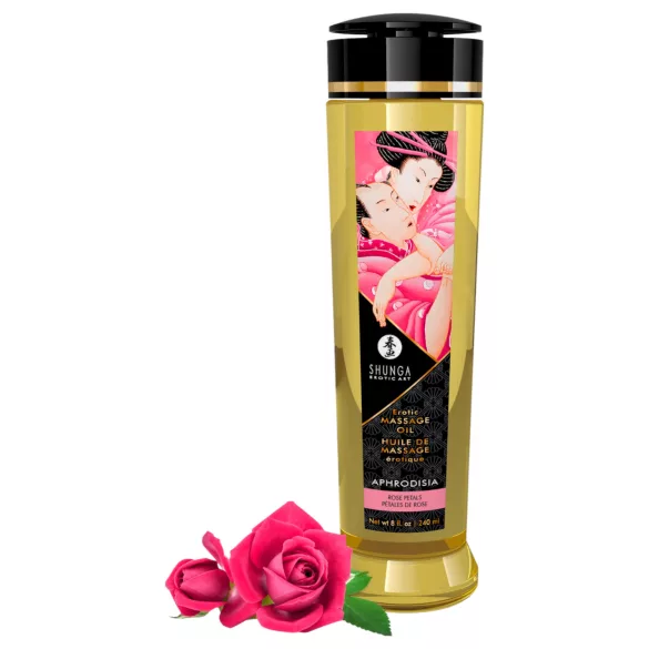 Shunga - masažo aliejus - rožių kvapo - 240ml