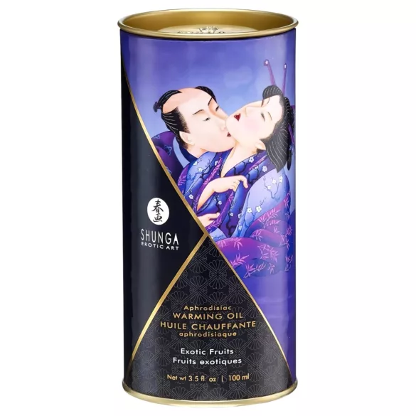 Shunga - šildantis masažo aliejus - egzotiniai vaisiai - 100 ml