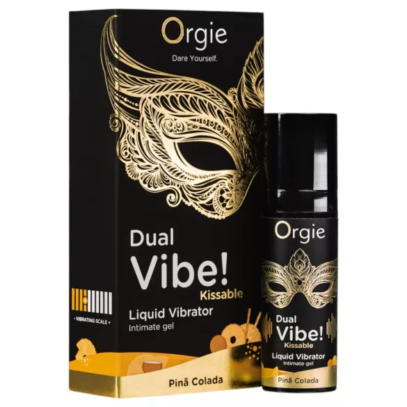 Orgie Dual Vibe! - skystasis vibratorius - pina kolada - 15 ml