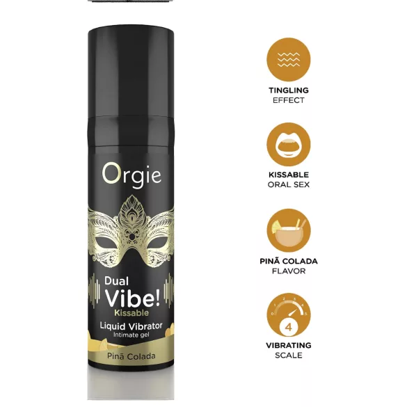 Orgie Dual Vibe! - skystasis vibratorius - pina kolada - 15 ml