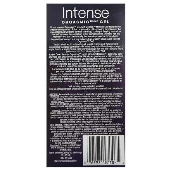 Durex Intense - stimuliuojantis intymus gelis moterims - 10 ml