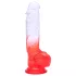 Sunfo - dildo su sėklidėmis ir siurbtuku - 21 cm - permatomas raudonas