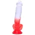 Sunfo - dildo su sėklidėmis ir siurbtuku - 21 cm - permatomas raudonas