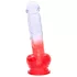Sunfo - dildo su sėklidėmis ir siurbtuku - 21 cm - permatomas raudonas
