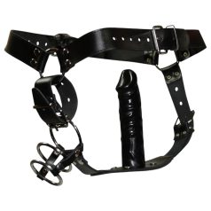 ZADO - odinis dirželis su dildo ir 3 penio žiedais - L/XL