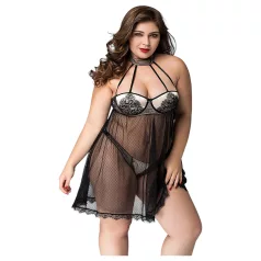 JSY 066 - juodos spalvos babydoll rinkinys (XL-2XL)