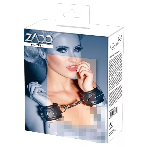 ZADO - odinės riešo pančiai su karabinu - juodi