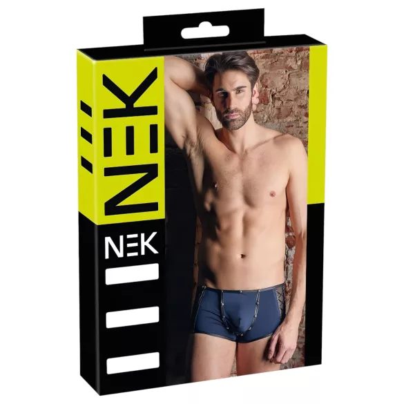 NEK - vyriški bokseriai - juodi su mėlynais raišteliais, tinkleliu