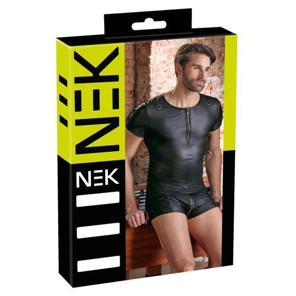 NEK - matinio efekto trumpų rankovių vyriški marškinėliai (juodi) - XL