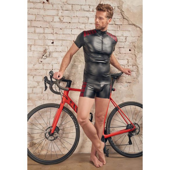 NEK - vyriškas džemperis su užtrauktuku - raudonos detalės - juodas