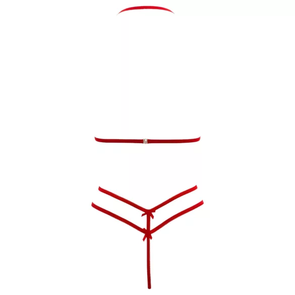 Cottelli - atvira liemenėlė ir kelnaitės rinkinys - raudona nėriniai - M