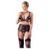 Cottelli Plus Size - Nėrinių apatiniai trio (juoda) - XXXL