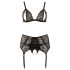 Cottelli Plus Size - Nėrinių apatiniai trio (juoda) - XXXL