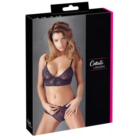 Cottelli - nėriniuota liemenėlės rinkinys - gėlėtas raštas - violetinė - XL