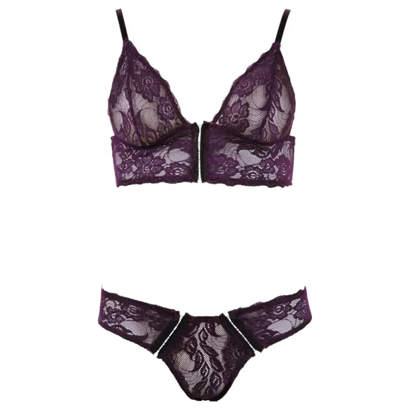 Cottelli - nėriniuota liemenėlės rinkinys - gėlėtas raštas - violetinė - XL