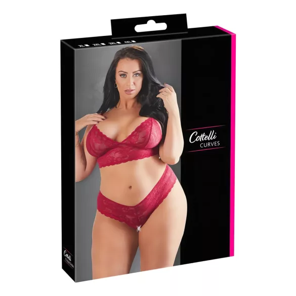 Cottelli Plus Size - nėrinių liemenėlių rinkinys - raudonas - plius dydis