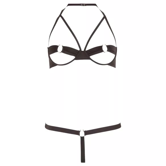 Cottelli - liemenėlės ir kelnaičių rinkinys su metaliniais žiedais - juoda