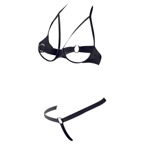 Cottelli - liemenėlės ir kelnaičių rinkinys su metaliniais žiedais - juoda