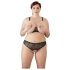 Cottelli Plus Size - perlinis liemenėlės komplektas (juodas) - 3XL