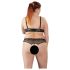 Cottelli Plus Size - perlinis liemenėlės komplektas (juodas) - 3XL