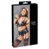 Cottelli Bondage - 4 dalių nėrinių blizgus apatinis komplektas - XL