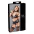 Cottelli Bondage - 4 dalių nėrinių blizgus apatinis komplektas - XL