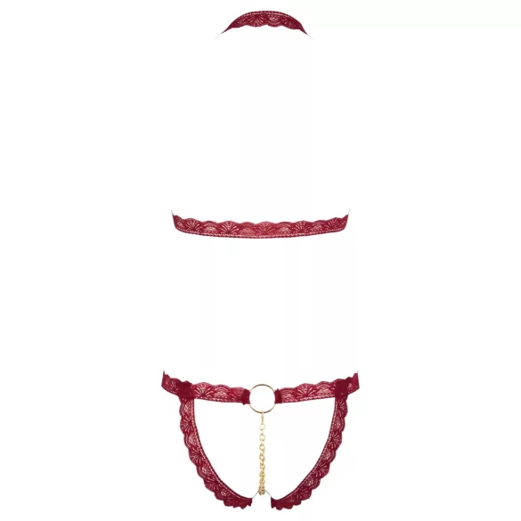 Cottelli - atviras liemenėlės ir kelnaičių rinkinys su metaliniais žiedais - M/L