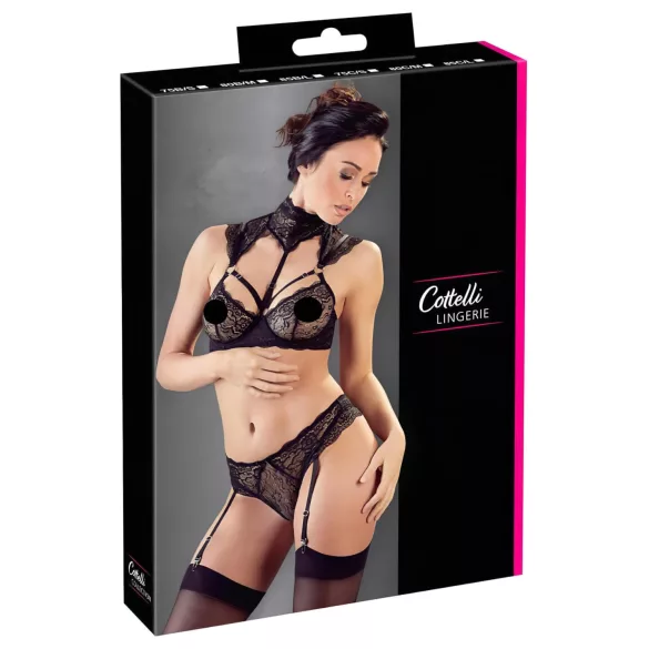 Cottelli - apykaklės nėrinių liemenėlės komplektas (juodas) - 85B/L