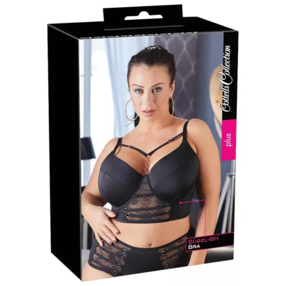 Cottelli Plus Size - nėriniuota liemenėlė su dirželiais (juoda) - 95F