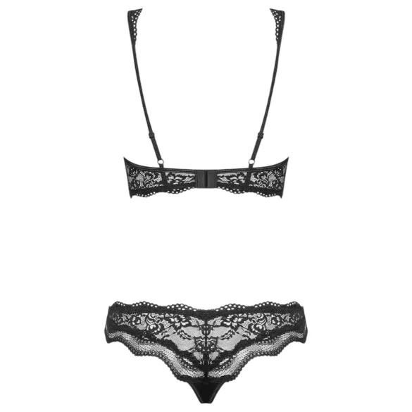 Obsessive Luvae - liemenėlių rinkinys su gėlėmis, akutėmis - juodas - L/XL
