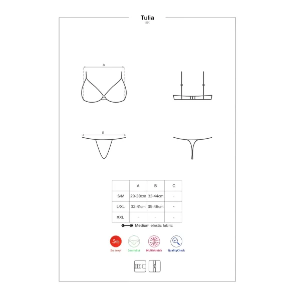 Obsessive Tulia - nėrinių apatinio trikotažo rinkinys - juoda/rožinė - L/XL